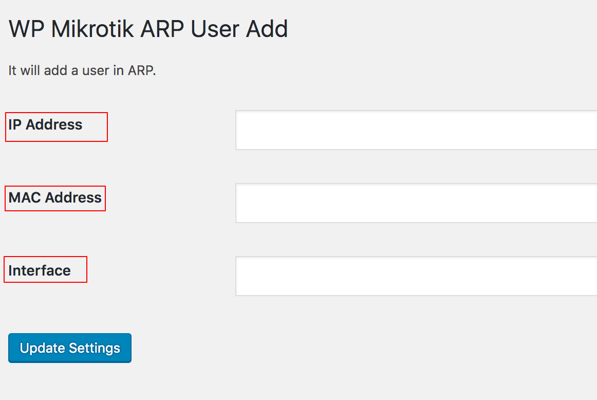 WP Mikrotik ARP Form